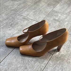 Dkny Tan Heels with Medium Height and Mary Jane Style